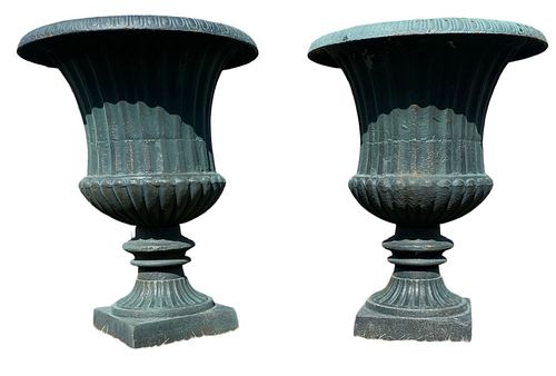 Pair Cast Iron Classic French Garden Urns