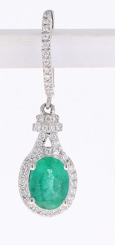 Ribbon Emerald & VS Diamond Platinum Earrings
