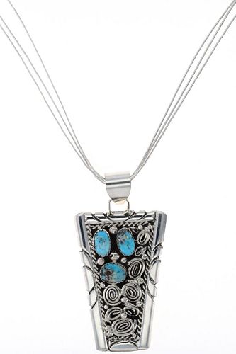 Navajo Genevieve Jones Silver Turquoise Necklace