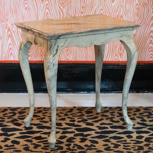 Rococo Style Painted Faux Marble Side Table