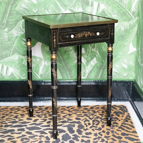 Regency Painted and Parcel-Gilt Single Drawer Side Table