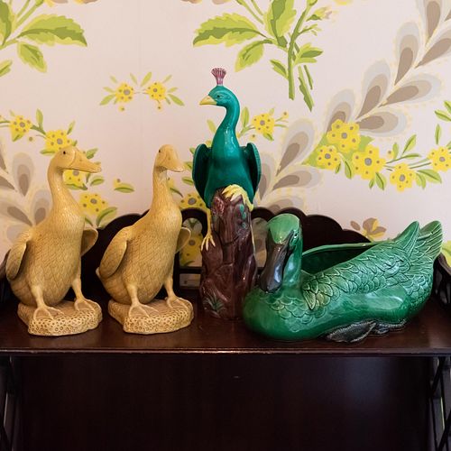 Group of Chinese Glazed Ceramic Models of Birds