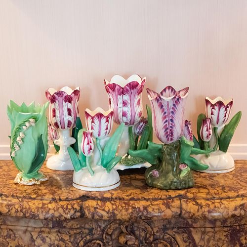 Group Porcelain Flower Form Vases