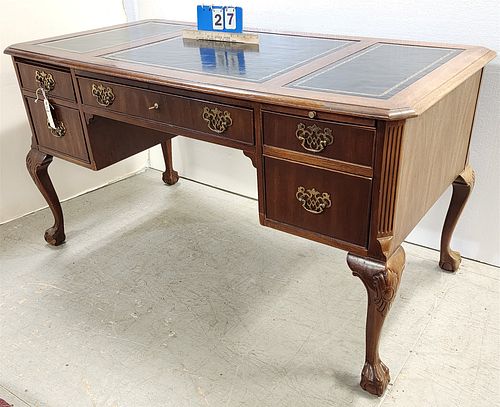 NATIONAL MT. AIRY MAGH.LEATHER TOP DESK 30"H X 56"W X 28"D