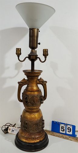 CHINESE GILT BRONZE VASE MADE INTO A LAMP