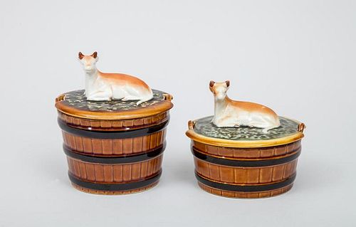 Two Graduated Pottery Butter Tubs and Covers, marked 'Tastesetter by Sigma'