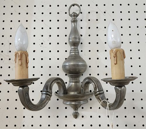 PR FRENCH PEWTER SCONCES SOLD AT PIERRE DEUX 14"H X 11 1/2"W X 8" PROJECTION