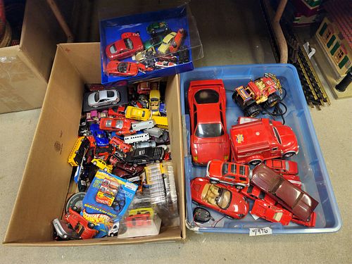 LOT 2 BXS DIE CAST TOY CARS- MATHCBOX MAISTO, HOT WHEELS, NEW RAY, KISMART ETC AND 8 TRACK CAR PLAYER