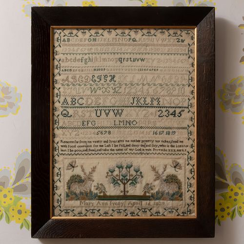Group of Three English Needlework Samplers, One Signed Emma Lines, 1848; the Second Signed Mary Ann Ivory, April 16, 1829; the Third Signed Mary Anne 