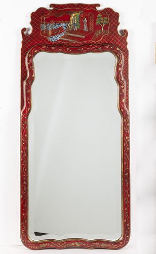 QUEEN ANNE-STYLE CHINOISERIE LACQUER WALL MIRROR