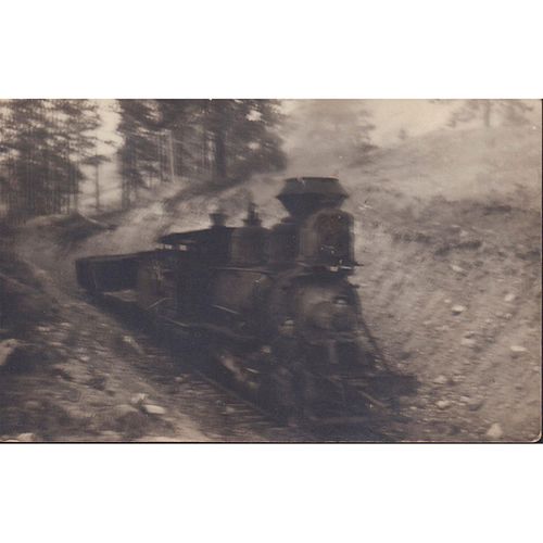Vintage Black and White Train Postcard