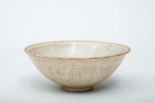 Sung Type Ivory and Grey Glazed Pottery Bowl