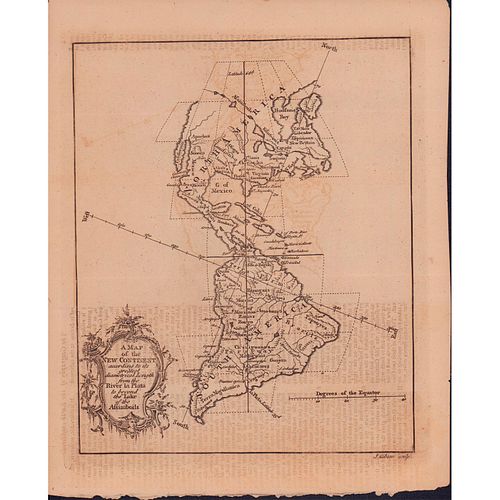 Antique J. Gibson Map, A Map of the New Continent