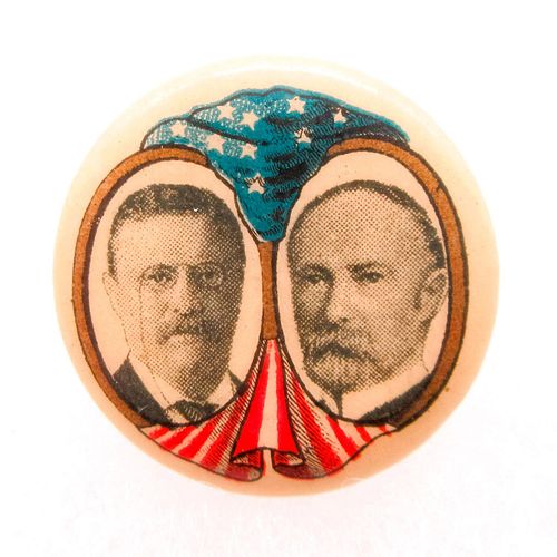 Theodore Roosevelt & Charles Warren Fairbanks Campaign Pin