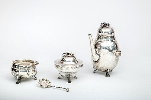 Hand-Made Sterling Silver Three-Piece After Dinner Coffee Set