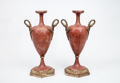 Pair of Charles X Style Wood Urns