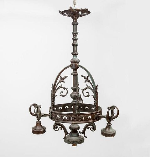 Baroque Style Metal Four-Light Ceiling Fixture