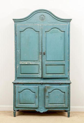 Large French Provincial Blue Painted Cupboard