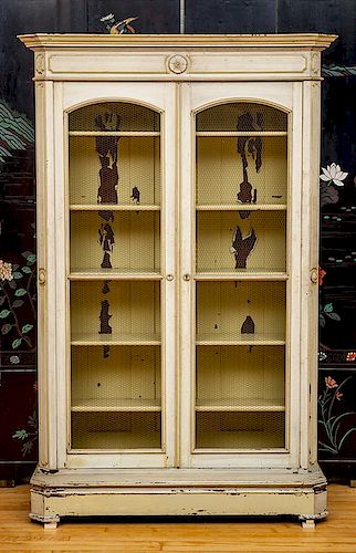 Italian Neoclassical Style Painted and Parcel-Gilt Bookcase