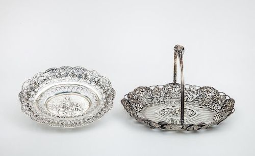 J.E. Caldwell & Co. Sterling Silver Sweetmeat Basket and a German 800 Silver Dish
