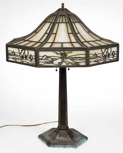 AMERICAN SLAG GLASS ELECTRIC TABLE LAMP