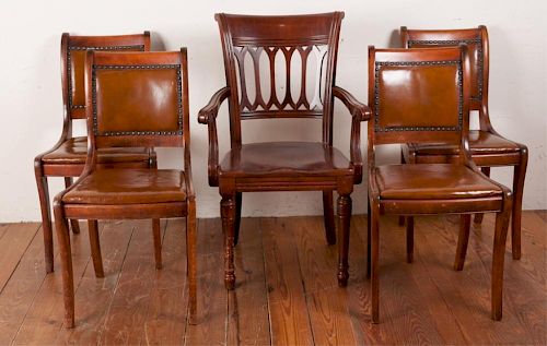 Leather Seat Chairs & a Wood Arm Chair