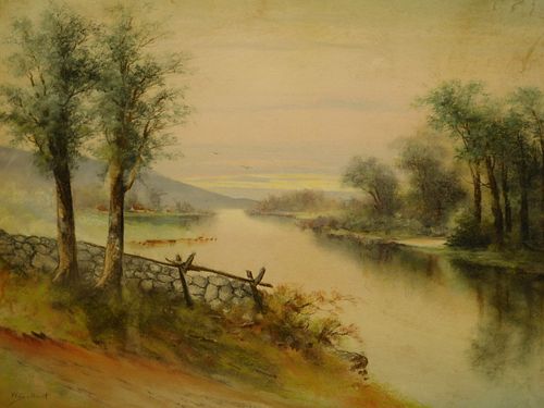 Walter Simmons Hunt: Landscape with River