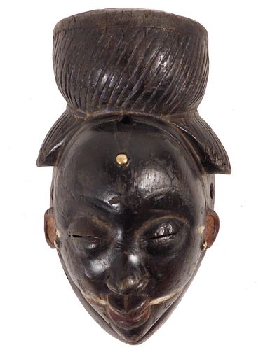Blackened Ikwara Night  Mask, Punu, Gabon