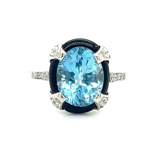 Platinum Aqua Diamond Ring