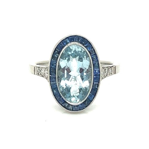 Platinum Aqua Sapphire Ring