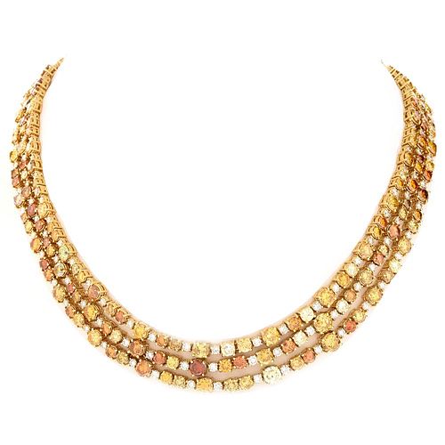 18K Yellow Gold 82.50 Ct. Natural Color Diamond Necklace