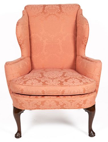 CHIPPENDALE-STYLE MAHOGANY WINGBACK EASY CHAIR 