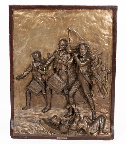 PAINTED PLASTER PATRIOTIC RELIEF WALL PLAQUE