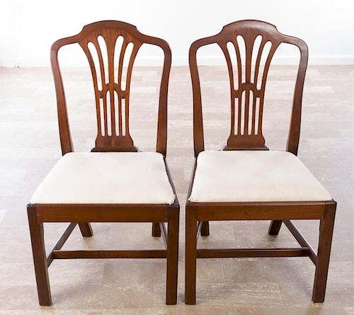 Federal Hepplewhite Walnut Side Chairs Pair