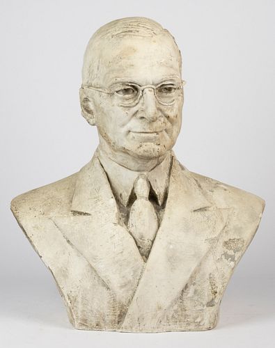 FELIX WEHLS DE WELDON (AUSTRIAN-AMERICAN, 1907-2003) ORIGINAL PLASTER MAQUETTE BUST OF PRESIDENT HARRY S. TRUMAN