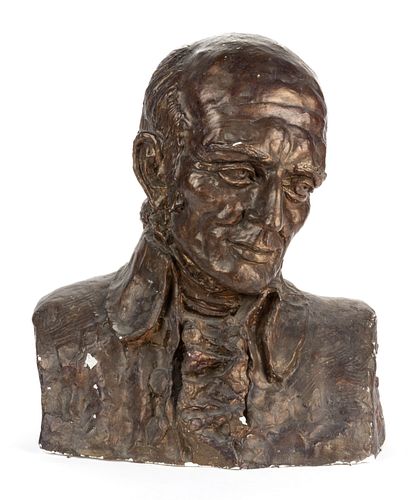 FELIX WEHLS DE WELDON (AUSTRIAN-AMERICAN, 1907-2003) ORIGINAL PAINTED PLASTER MAQUETTE BUST OF GEORGE WYTHE (VIRGINIA, 1726-1806)