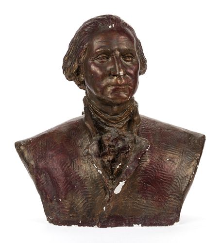FELIX WEHLS DE WELDON (AUSTRIAN-AMERICAN, 1907-2003), ATTRIBUTED, ORIGINAL PAINTED PLASTER MAQUETTE BUST OF PRESIDENT GEORGE WASHINGTON (1732-1799)