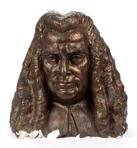 FELIX WEHLS DE WELDON (AUSTRIAN-AMERICAN, 1907-2003) ORIGINAL PAINTED PLASTER MAQUETTE BUST OF SIR HENRY BLACKSTONE (ENGLISH, 1723-1780)