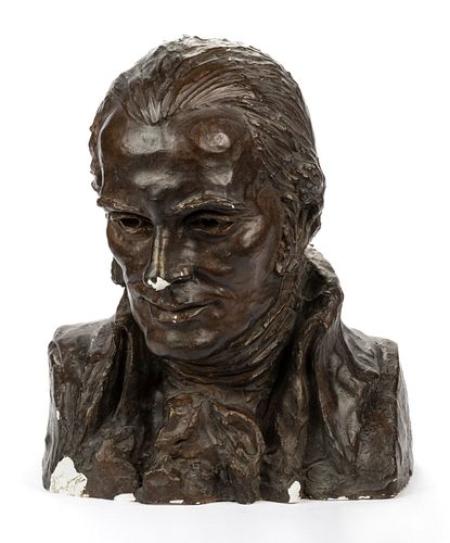 FELIX WEHLS DE WELDON (AUSTRIAN-AMERICAN, 1907-2003) ORIGINAL PAINTED PLASTER MAQUETTE BUST OF CHIEF JUSTICE JOHN MARSHALL (VIRGINIA, 1755-1835)