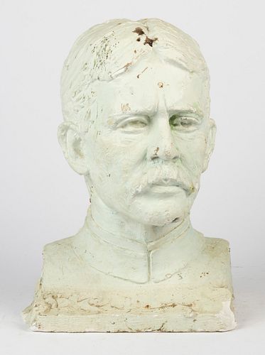 FELIX WEHLS DE WELDON (AUSTRIAN-AMERICAN, 1907-2003), ATTRIBUTED, ORIGINAL PLASTER MAQUETTE BUST OF WALTER REED (AMERICAN, 1851-1902)