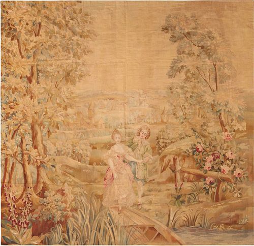 No Reserve - Antique French Tapestry 8 ft x 7 ft 9 in (2.43 m x 2.36 m)