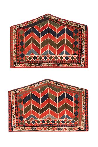 Pair Of Antique Uzbek Karakalpak Textiles 3 ft 7 in x 2 ft 4 in (1.09 m x 0.71 m) + 3 ft 5 in x 2 ft 4 in (1.04 m x 0.71 m)