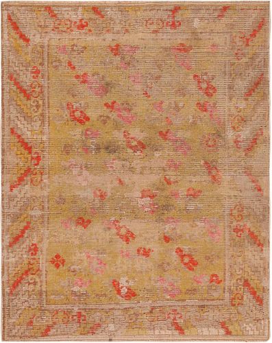 Antique Abstract Shabby Chic East Turkestan Khotan Rug 4 ft 8 in x 3 ft 8 in (1.42 m x 1.12 m)
