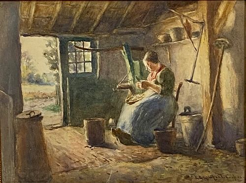 E. L. Cooper, Woman at Work. Watercolor