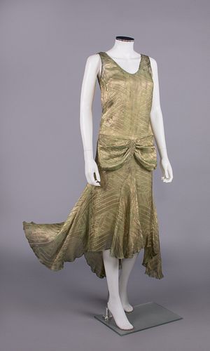 MODERNE LAME' SILK EVENING DRESS, c. 1924