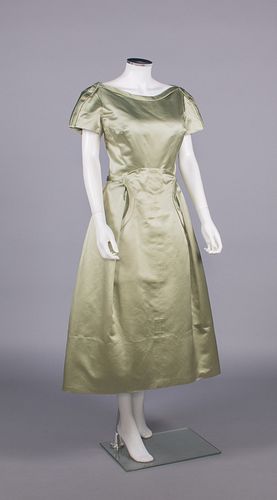 HATTIE CARNEGIE CELADON SILK COCKTAIL DRESS, AMERICA, LATE 1950s