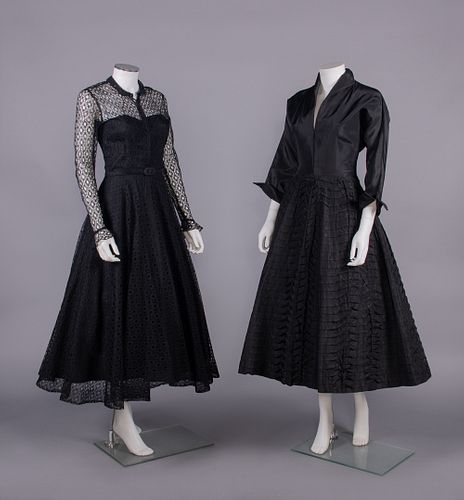 TWO CEIL CHAPMAN DAY DRESSES, AMERICA, 1950s