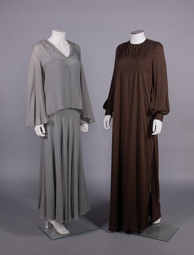 TWO GALANOS EVENING DRESSES, AMERICA, c. 1970