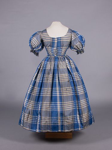 GIRLS SILK TAFFETA DAY DRESS, 1850s