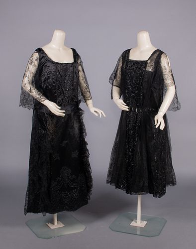 TWO BEADED SILK EVENING DRESSES, BALTIMORE, LATE 1910s